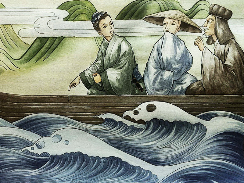 刻舟求劍簡(jiǎn)筆畫